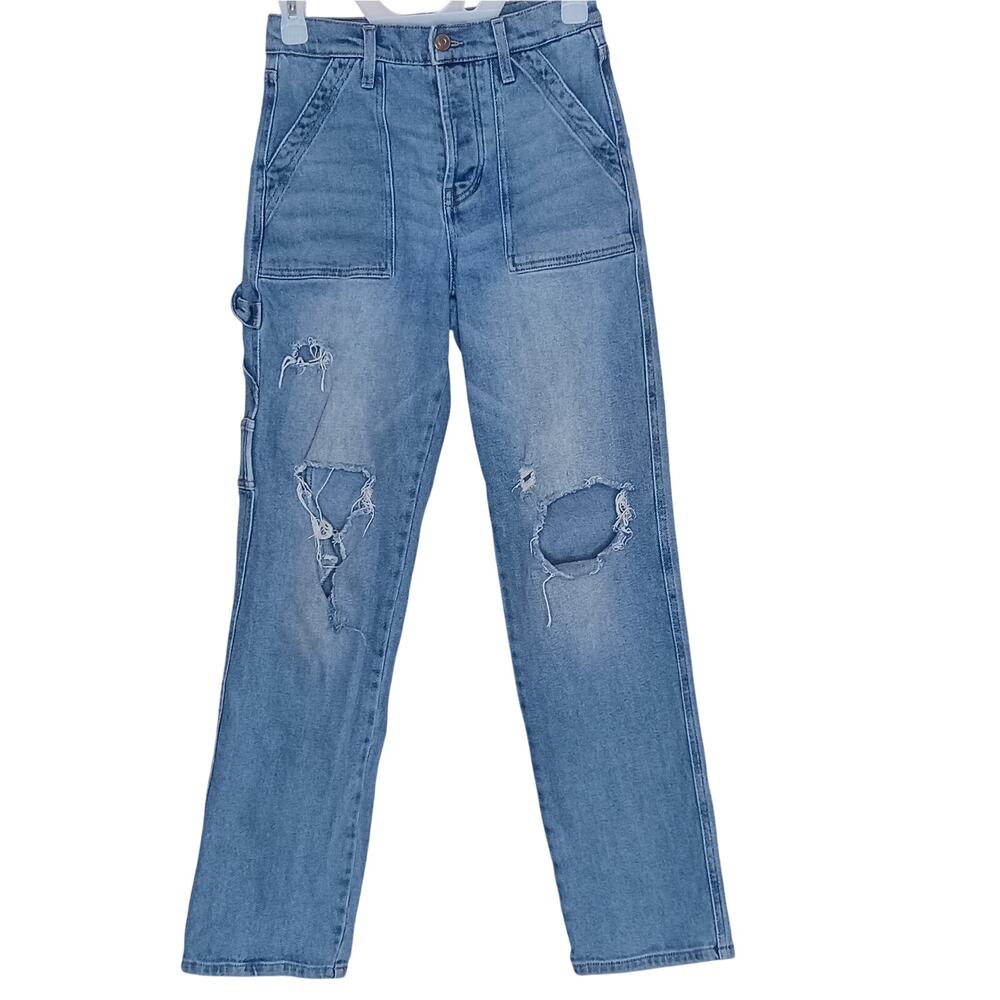 Celebrity Pink High Rise Carpenter Jeans Distressed Straight Leg Size 0